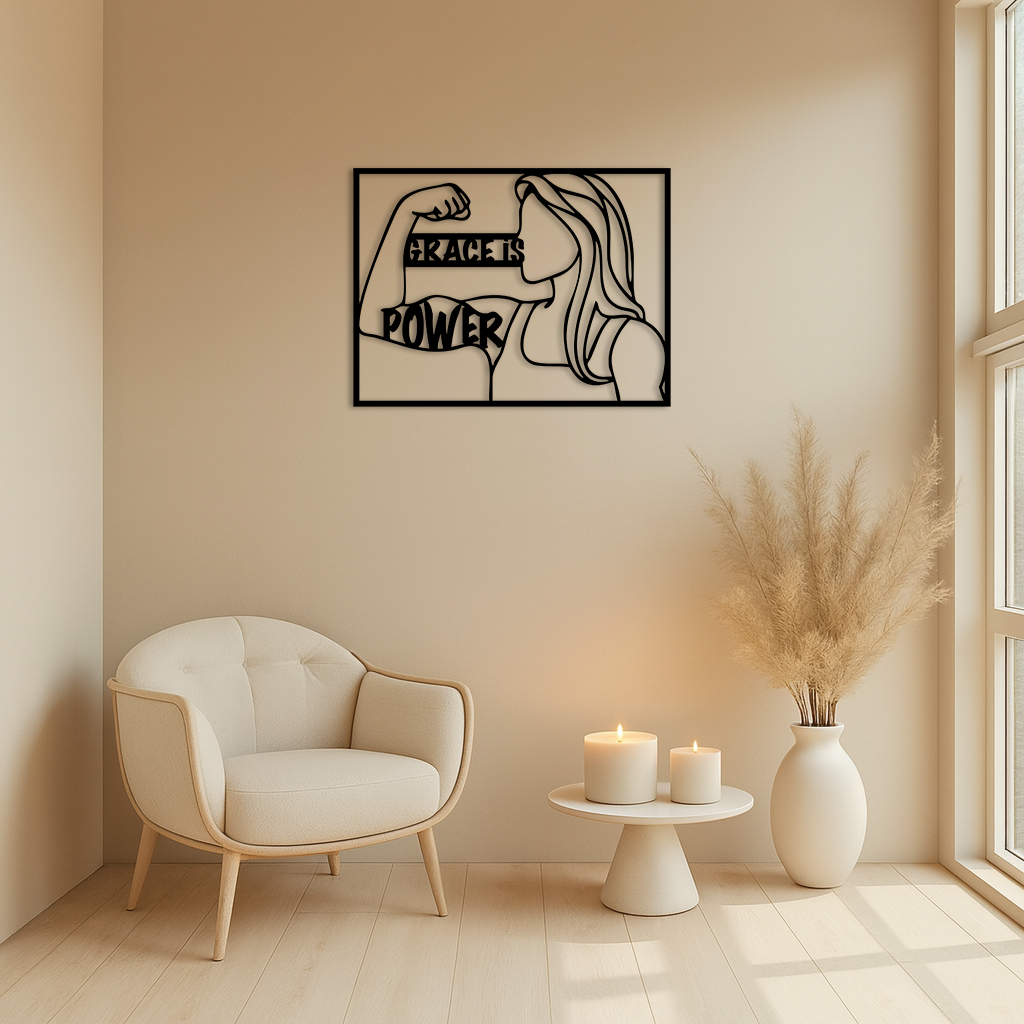 Grace is Power Woman Silhouette Metal Wall Art - KAFGP033 - Tampa Home & Garden Store