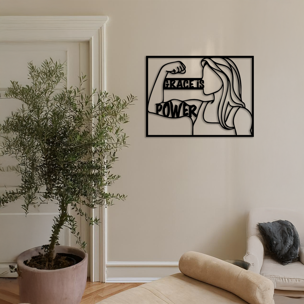 Grace is Power Woman Silhouette Metal Wall Art - KAFGP033 - Tampa Home & Garden Store