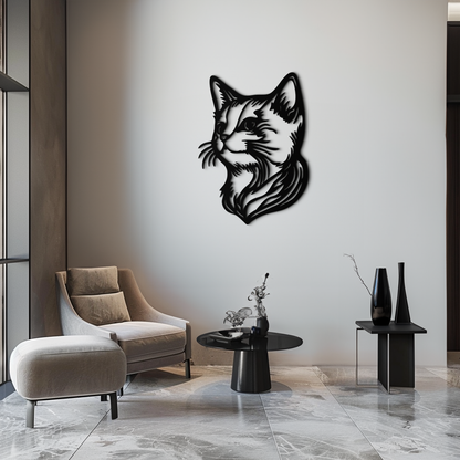 Graceful Cat Head Silhouette Metal Wall Art – Feline-Inspired Decorative Piece- KAF684 - Tampa Home & Garden Store