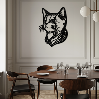 Graceful Cat Head Silhouette Metal Wall Art – Feline-Inspired Decorative Piece- KAF684 - Tampa Home & Garden Store