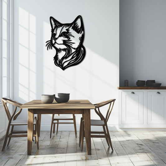 Graceful Cat Head Silhouette Metal Wall Art – Feline-Inspired Decorative Piece- KAF684 - Tampa Home & Garden Store