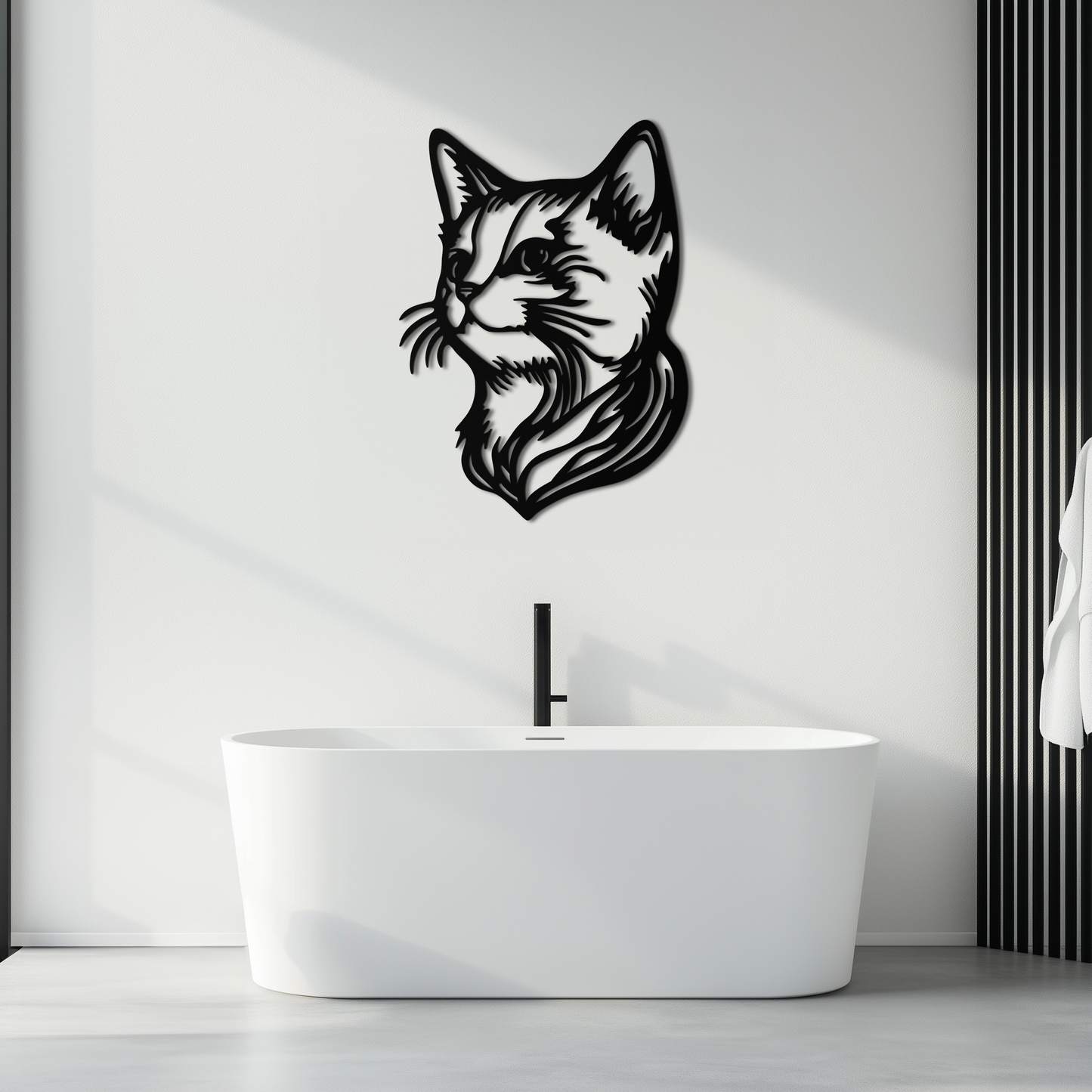 Graceful Cat Head Silhouette Metal Wall Art – Feline-Inspired Decorative Piece- KAF684 - Tampa Home & Garden Store