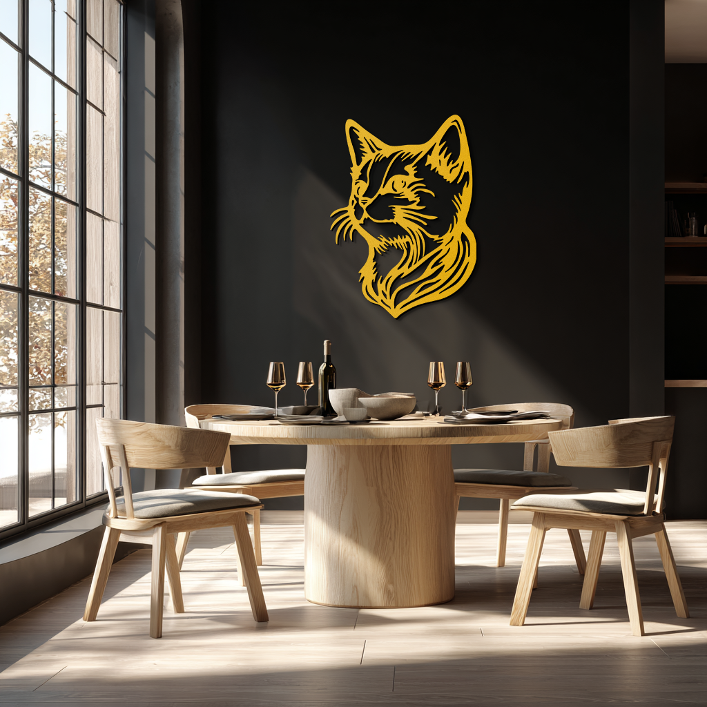 Graceful Cat Head Silhouette Metal Wall Art – Feline-Inspired Decorative Piece- KAF684 - Tampa Home & Garden Store