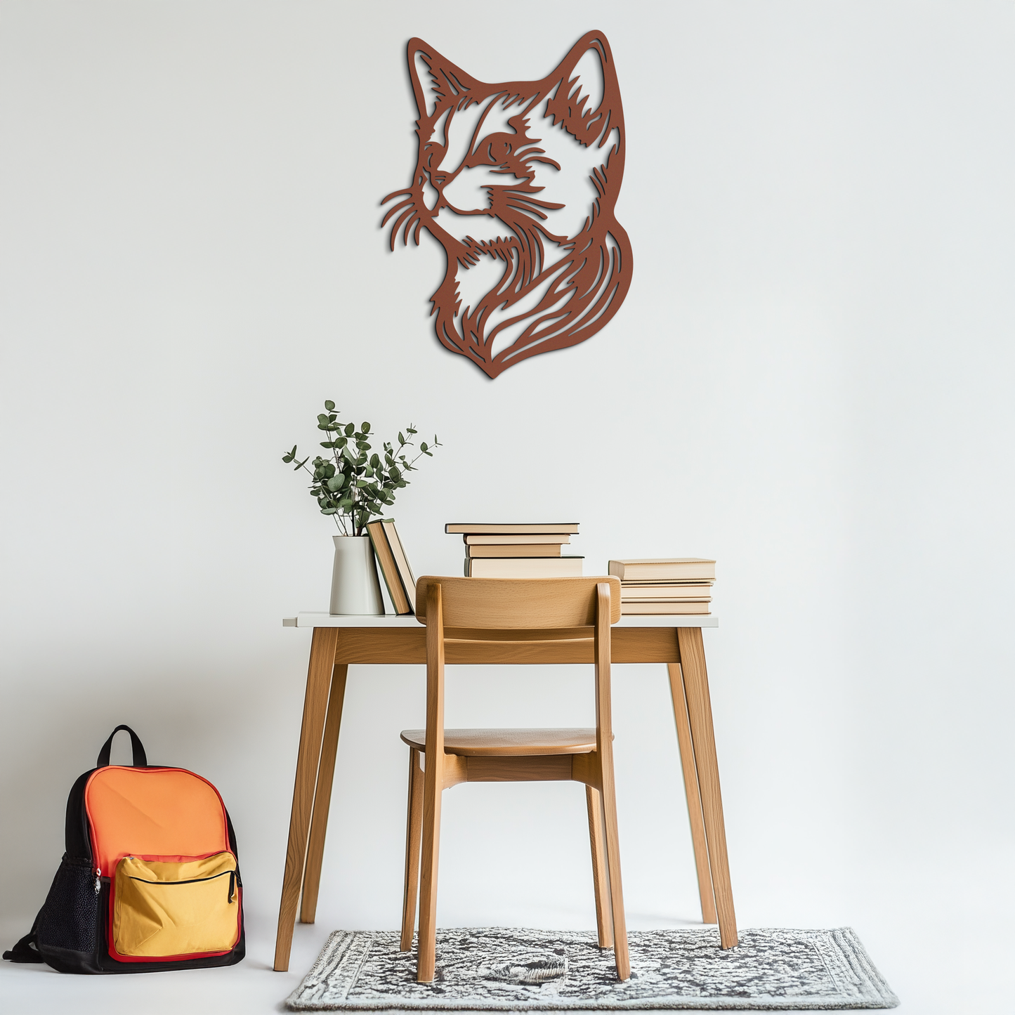 Graceful Cat Head Silhouette Metal Wall Art – Feline-Inspired Decorative Piece- KAF684 - Tampa Home & Garden Store