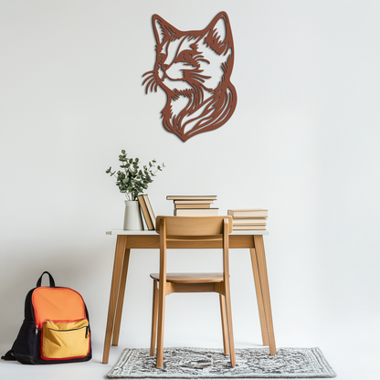 Graceful Cat Head Silhouette Metal Wall Art – Feline-Inspired Decorative Piece- KAF684 - Tampa Home & Garden Store