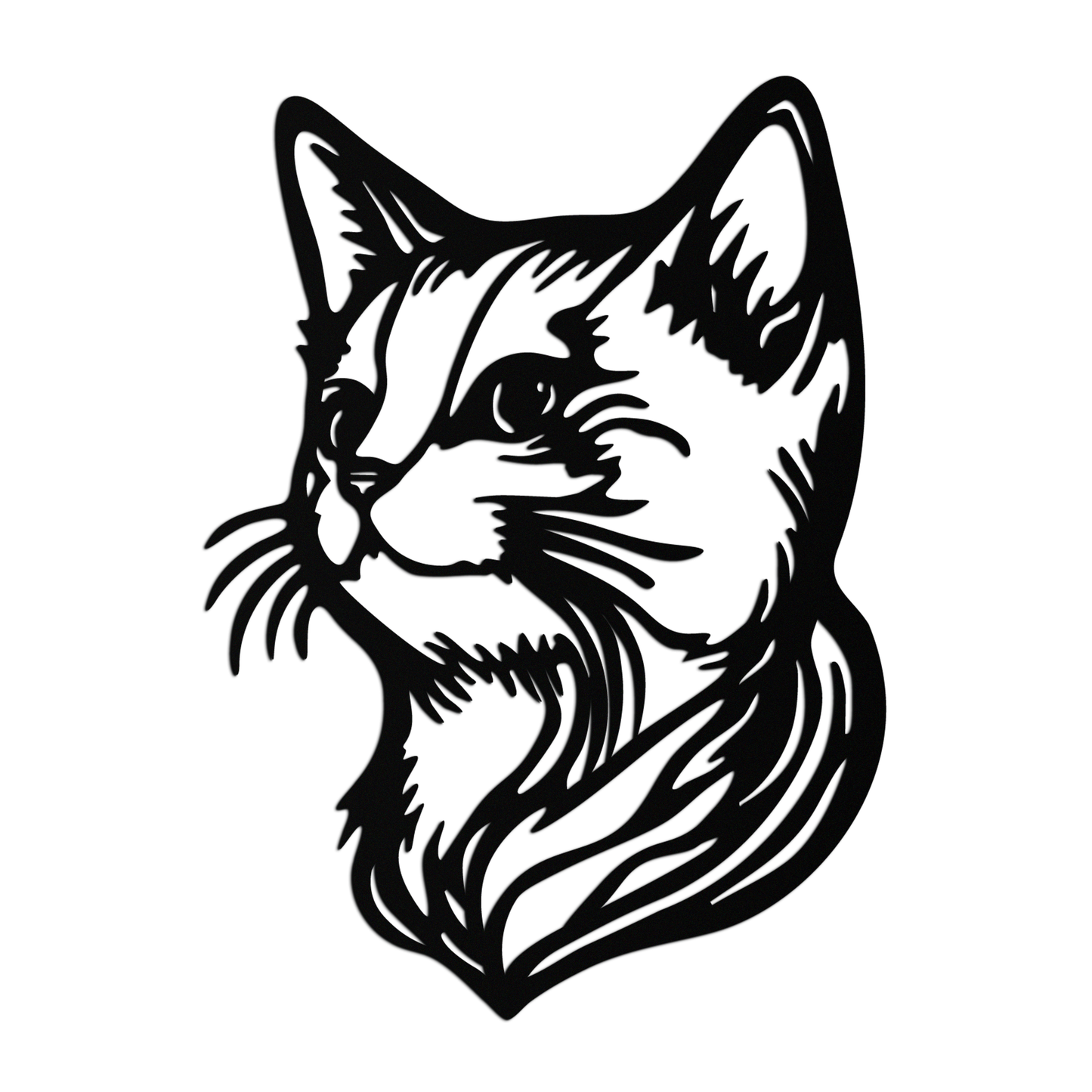 Graceful Cat Head Silhouette Metal Wall Art – Feline-Inspired Decorative Piece- KAF684 - Tampa Home & Garden Store