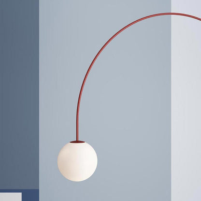 Globella 6-head pendant chandelier by Moktan Sabai, curved red arc with glass globe on Tampa Home & Garden Store