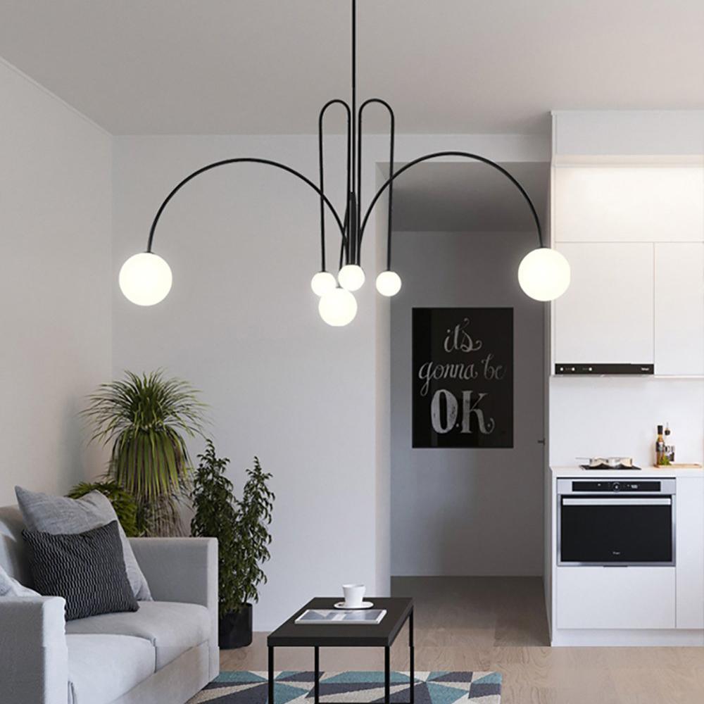 Chandelier Globella 6-head pendant with glass globes and adjustable drop for dining room on Tampa Home & Garden Store