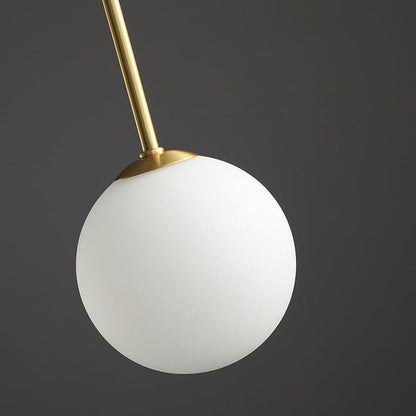 Globella 6-head pendant chandelier with white glass globes and brass stem on Tampa Home & Garden Store