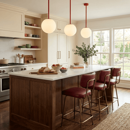 Globella 6-head pendant chandelier with glass globes, adjustable drop over kitchen island on Tampa Home & Garden Store