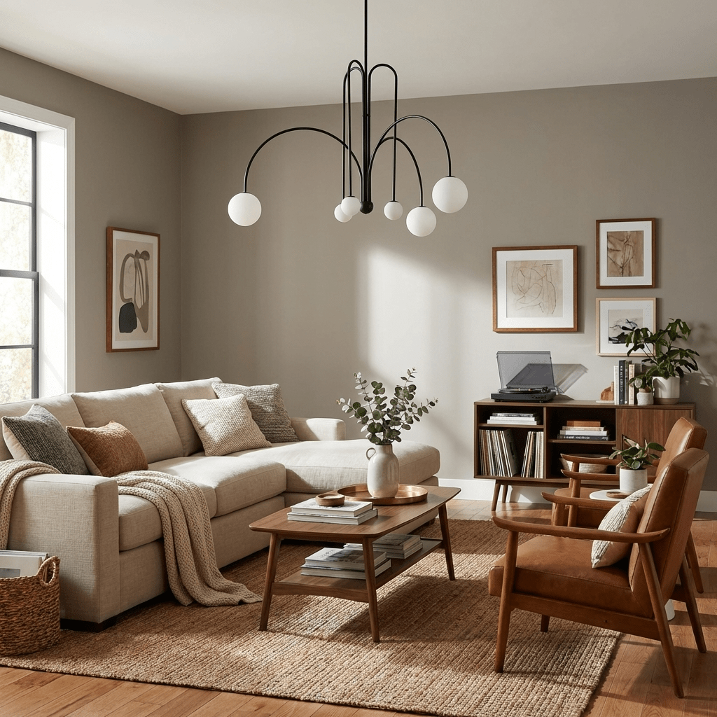 Globella 6-head pendant chandelier with glass globes, black metal, adjustable drop on Tampa Home & Garden Store
