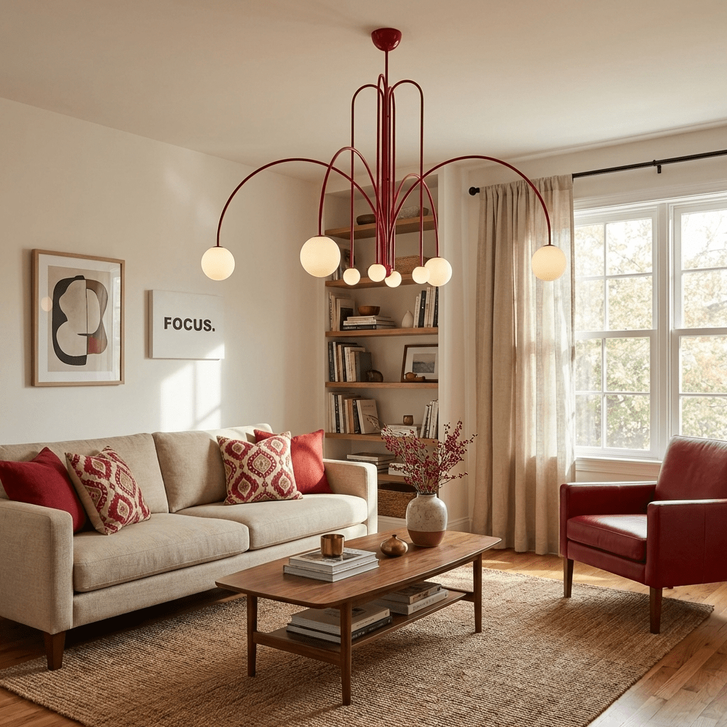 6 Head Pendant Chandelier and Glass Globe Shades