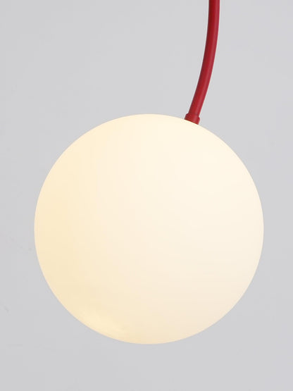 Globella 6-head pendant chandelier glass globe with red cord close-up on Tampa Home & Garden Store