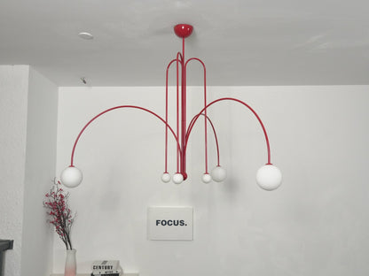 Globella 6-head red pendant chandelier with glass globes and adjustable drop by Moktan Sabai on Tampa Home & Garden Store