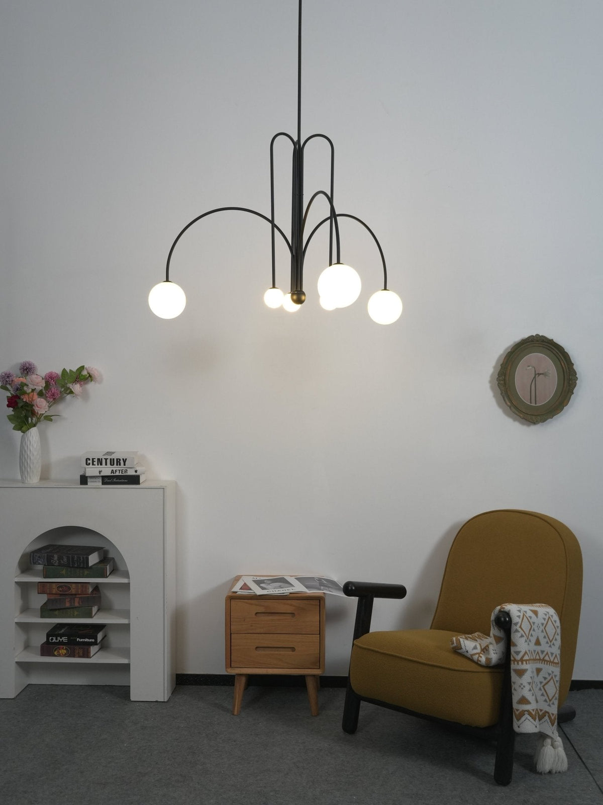 Globella 6-head pendant chandelier with glass globes, adjustable drop Moktan Sabai on Tampa Home & Garden Store