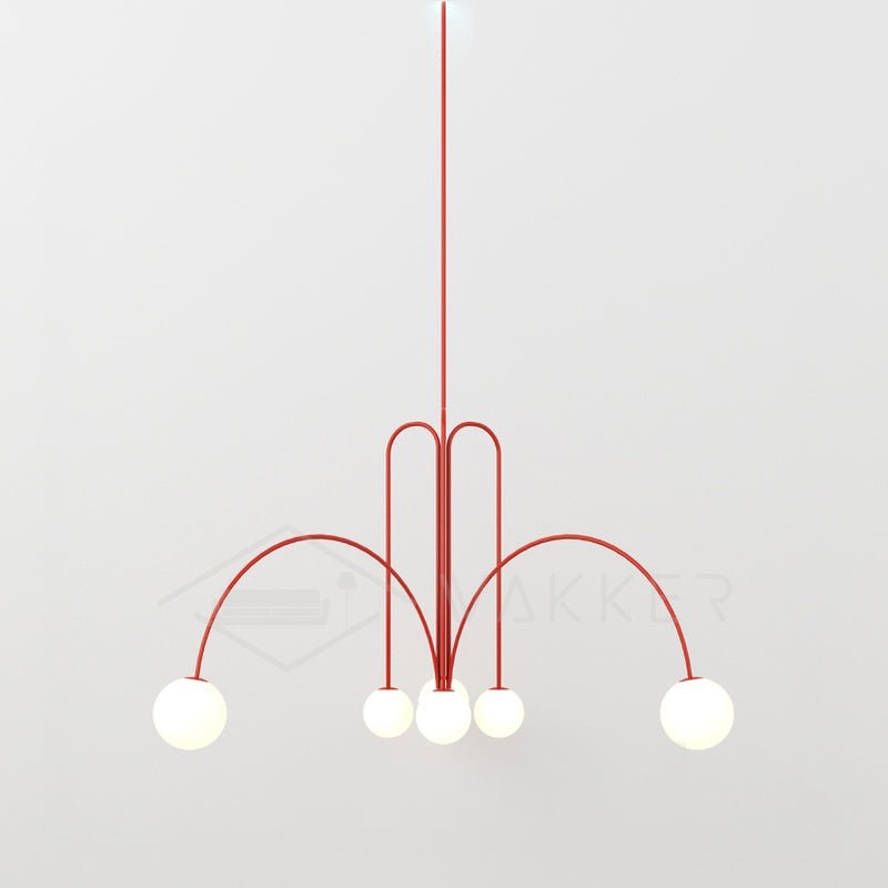 Chandelier, red six-globe pendant light by Moktan Sabai on Tampa Home & Garden Store