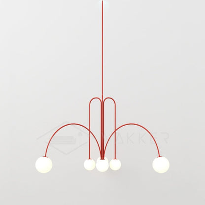 Chandelier, red six-globe pendant light by Moktan Sabai on Tampa Home & Garden Store