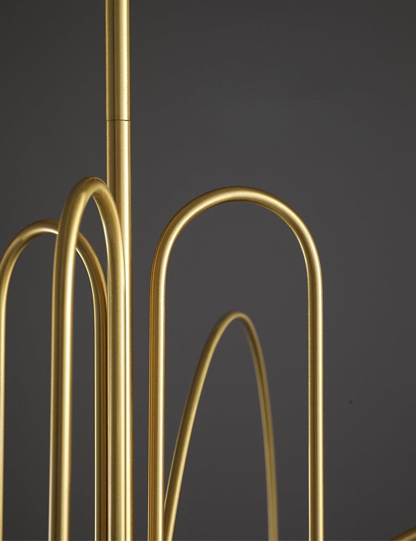 Globella 6-head pendant chandelier gold metal frame with curved loop arms and central stem on Tampa Home & Garden Store