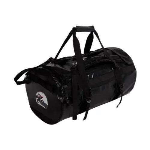 Grand Prix duffle bag in black with dual top handles and logo patch Huntley Equestrian on Tampa Home & Garden Store
