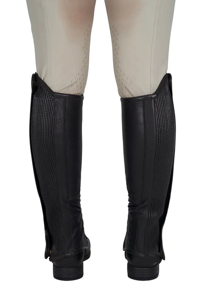 Grand Prix Elite Leather Kids Half Chaps, Black - Tampa Home & Garden Store