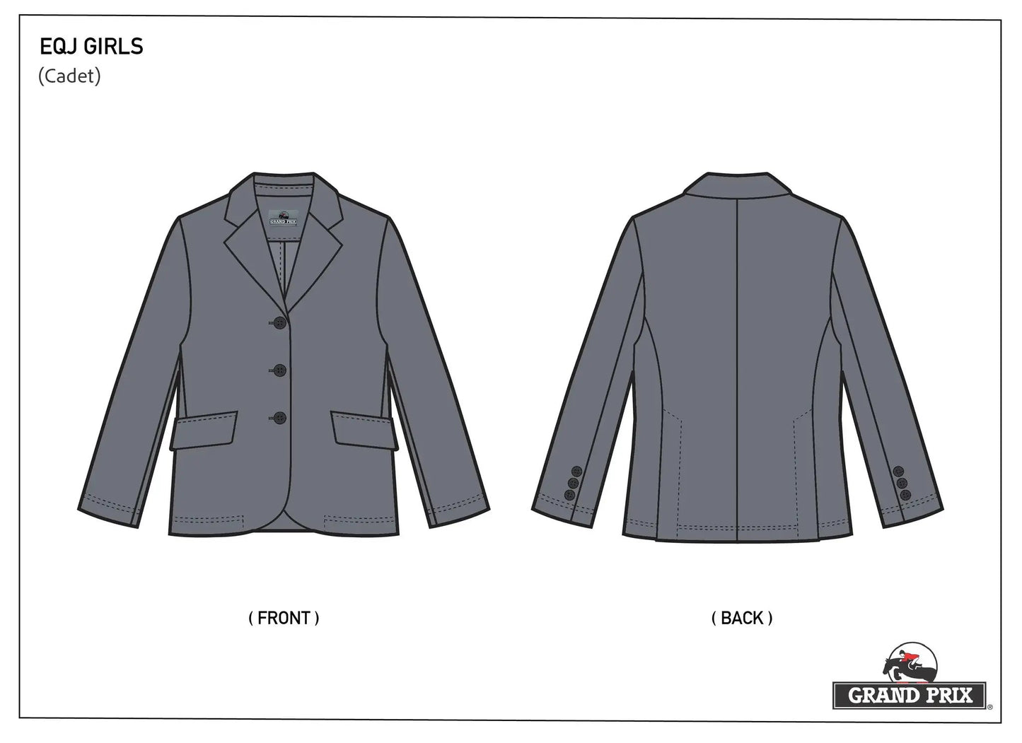 Grand Prix Girl's EQJ 3 Button Show Jacket, Cadet Blue - Tampa Home & Garden Store
