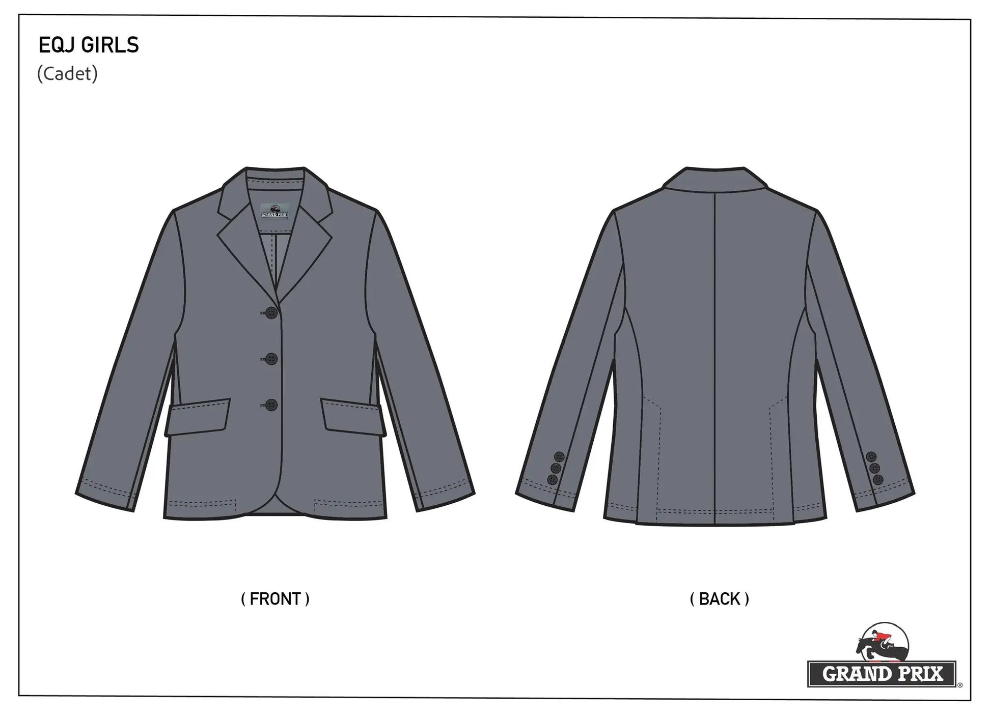 Grand Prix Girl's EQJ 3 Button Show Jacket, Cadet Blue - Tampa Home & Garden Store