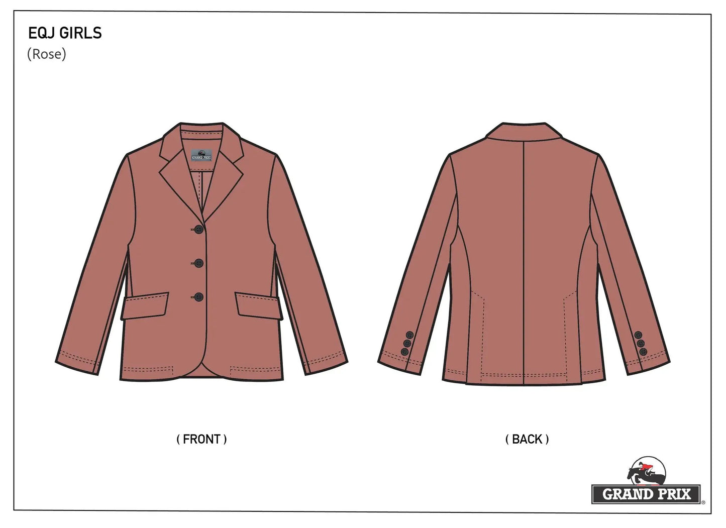 Grand Prix Girl's EQJ 3 Button Show Jacket, Rose - Tampa Home & Garden Store