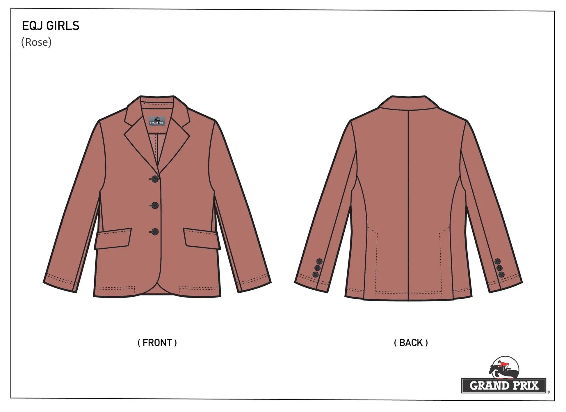 Grand Prix Girl's EQJ 3 Button Show Jacket, Rose - Tampa Home & Garden Store