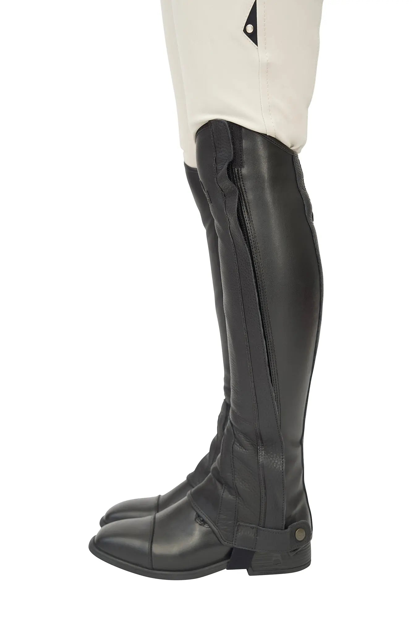 Grand Prix LC Italian Full Leather Half Chaps, Black - Tampa Home & Garden Store