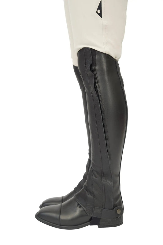 Grand Prix LC Italian Full Leather Half Chaps, Black - Tampa Home & Garden Store
