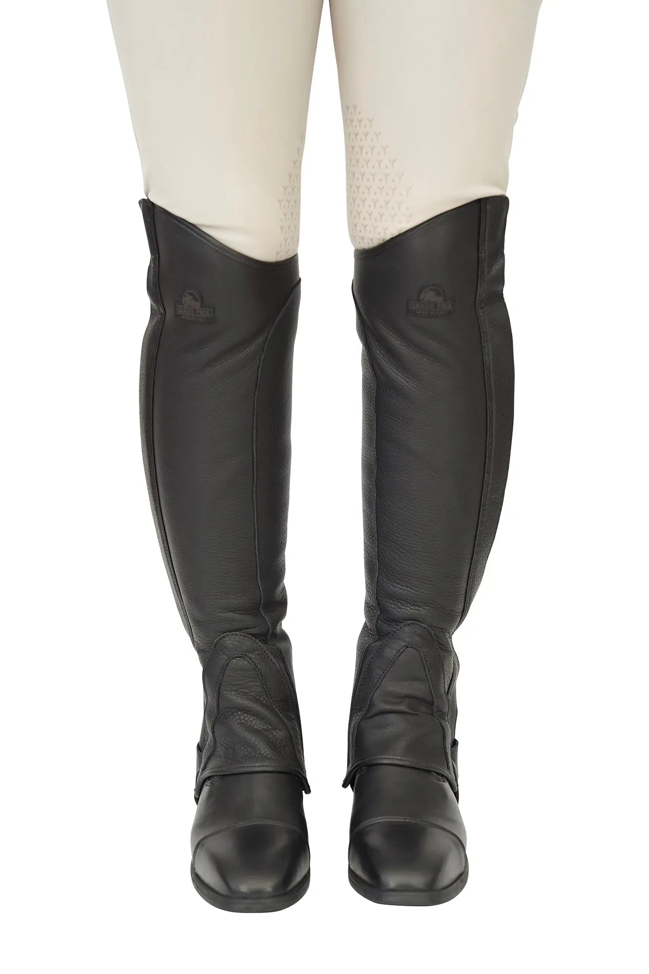 Grand Prix LC Italian Full Leather Half Chaps, Black - Tampa Home & Garden Store