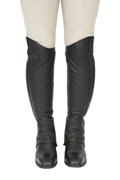 Grand Prix LC Italian Full Leather Half Chaps, Black - Tampa Home & Garden Store