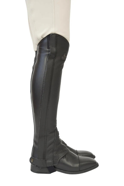 Grand Prix LC Italian Full Leather Half Chaps, Black - Tampa Home & Garden Store