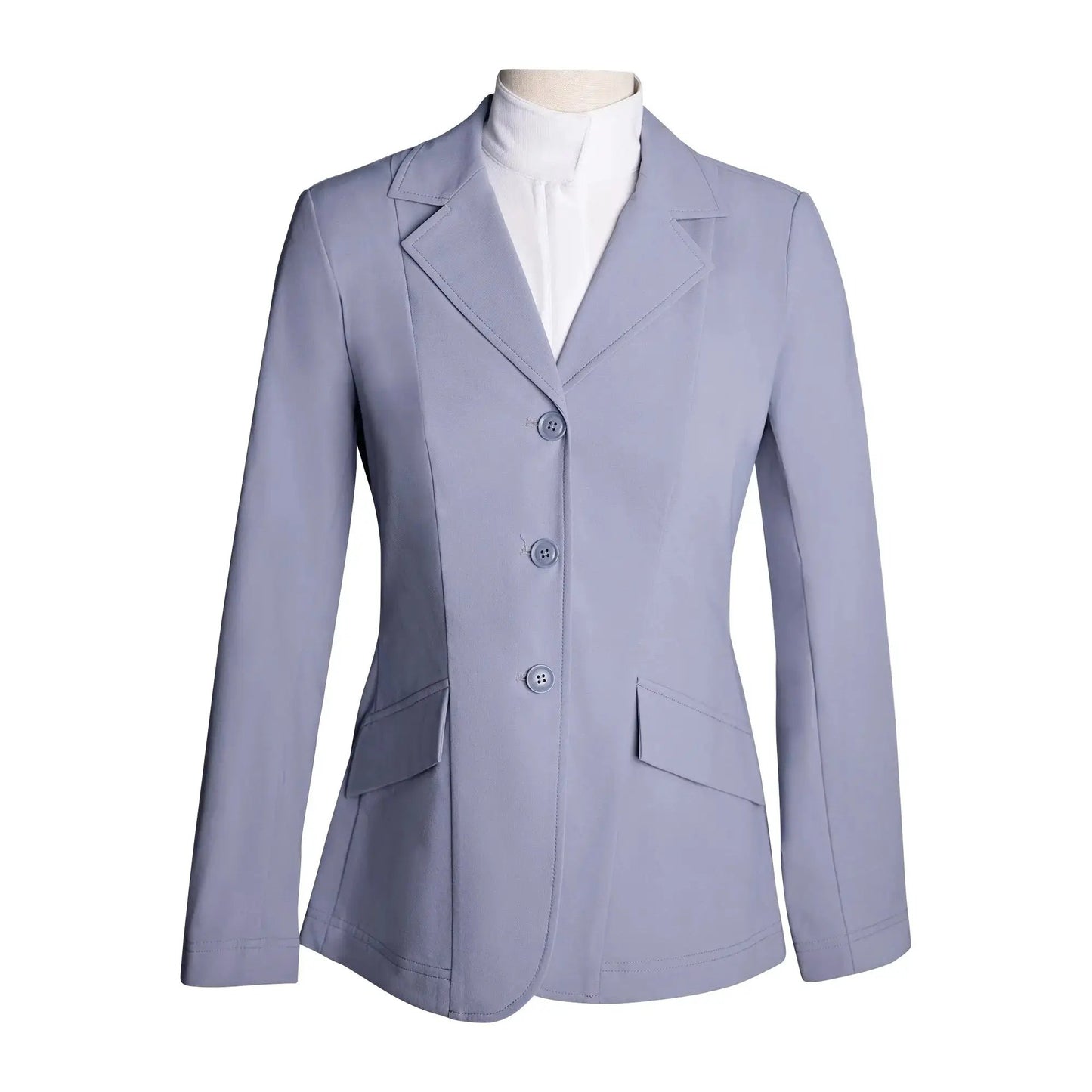 Grand Prix Ladies EQJ 3-Button Show Coat, cadet blue NY Tech Fabric Huntley Equestrian on Tampa Home & Garden Store