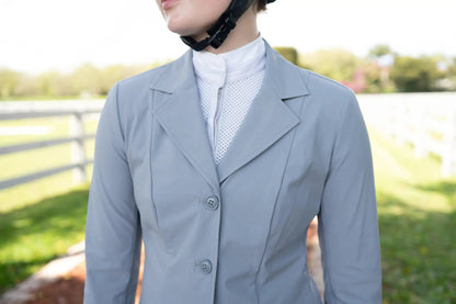 Grand Prix Ladies EQJ 3 Button Show Coat Cadet Blue NY Tech Fabric Huntley Equestrian on Tampa Home & Garden Store