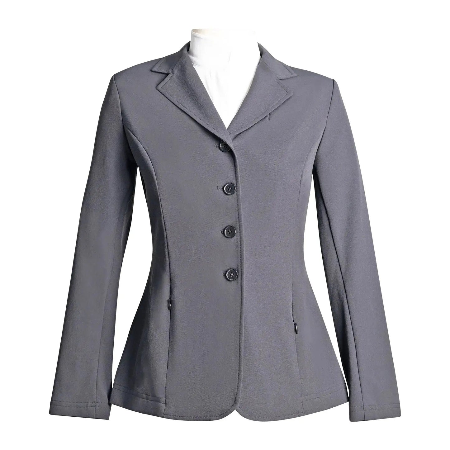 Grand Prix Quinn Show Coat navy, 4-button with hidden zipper closure by Huntley Equestrian on Tampa Home & Garden Store
