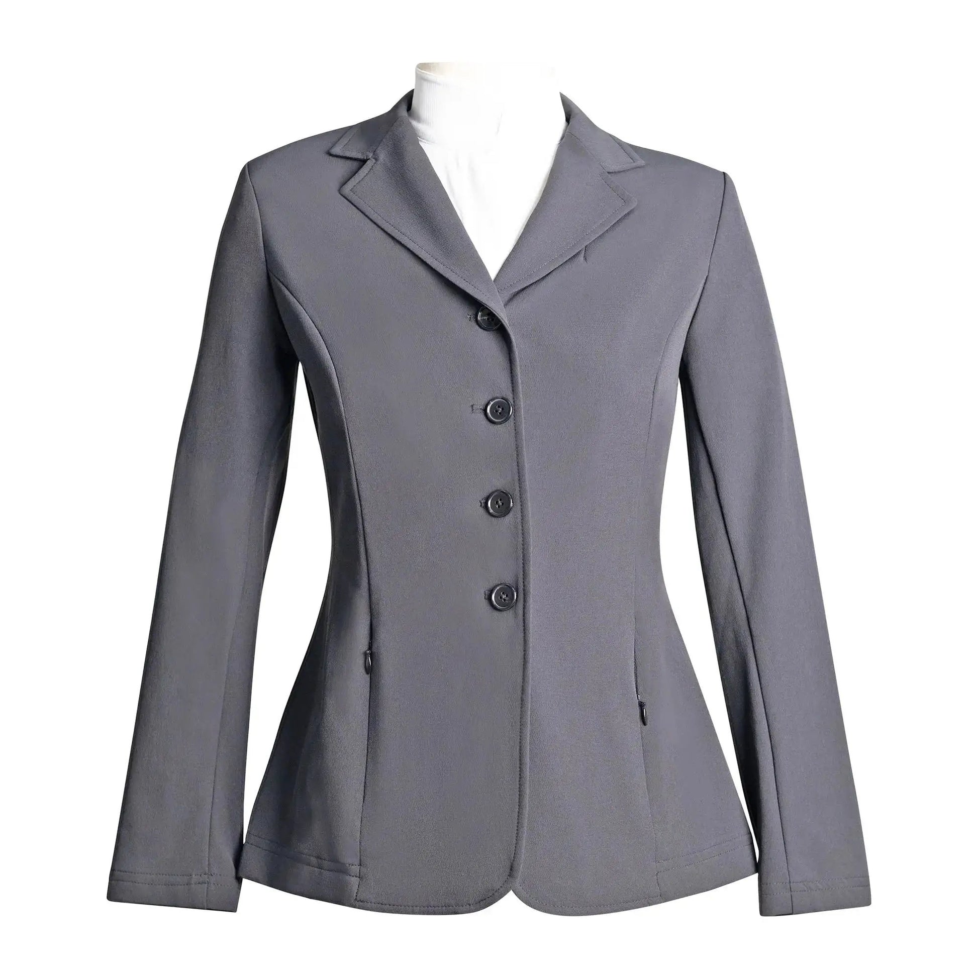 Grand Prix Quinn Show Coat navy, 4-button with hidden zipper closure by Huntley Equestrian on Tampa Home & Garden Store