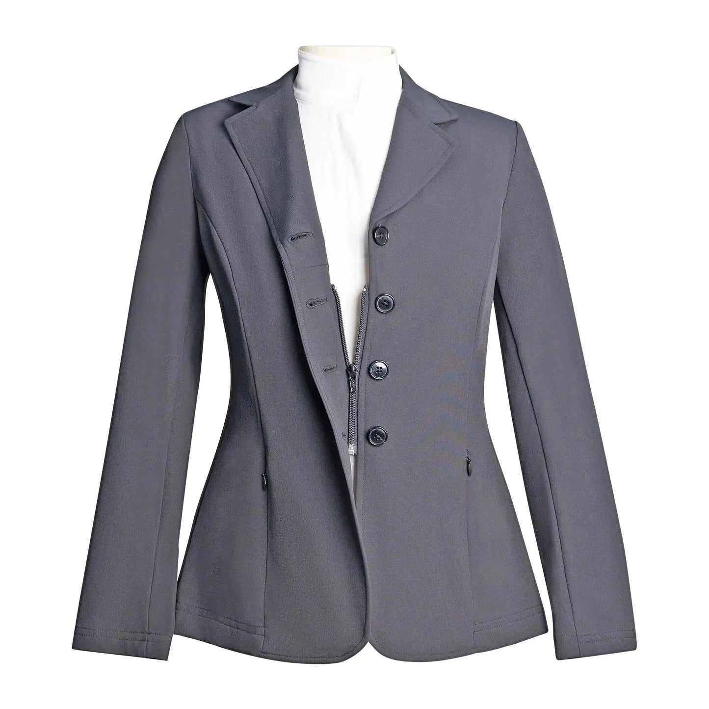 Grand Prix Quinn Show Coat navy riding coat with 4-btn hidden zipper closure Huntley Equestrian on Tampa Home & Garden Store