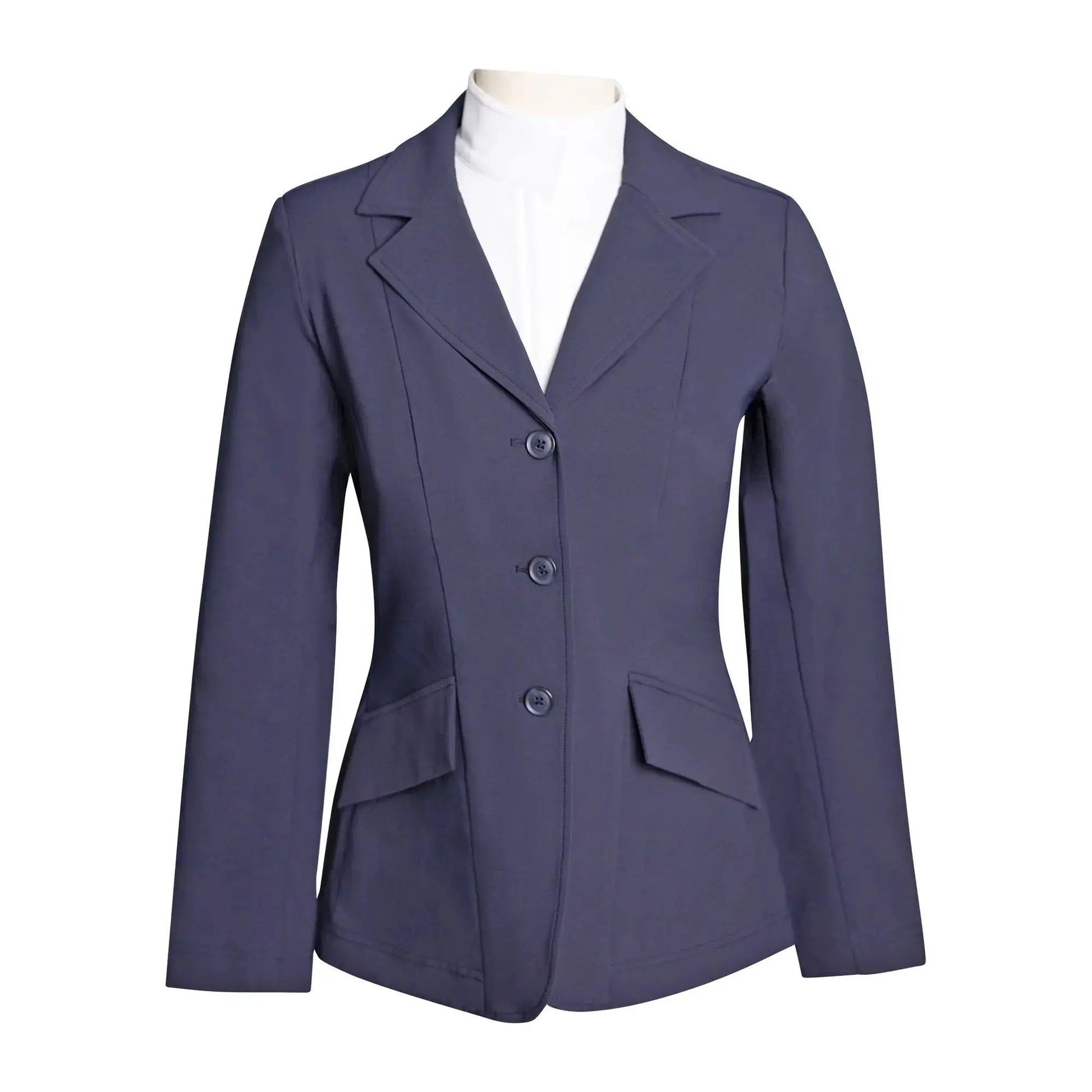 Grand Prix Ladies EQJ 3 Button Show Coat Navy NY Tech Fabric by Huntley Equestrian on Tampa Home & Garden Store
