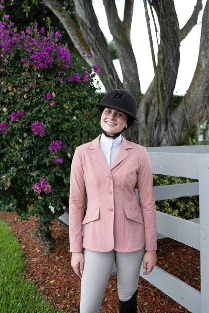 Grand Prix Ladies EQJ 3 Button Show Coat Rose NY Tech Fabric by Huntley Equestrian on Tampa Home & Garden Store