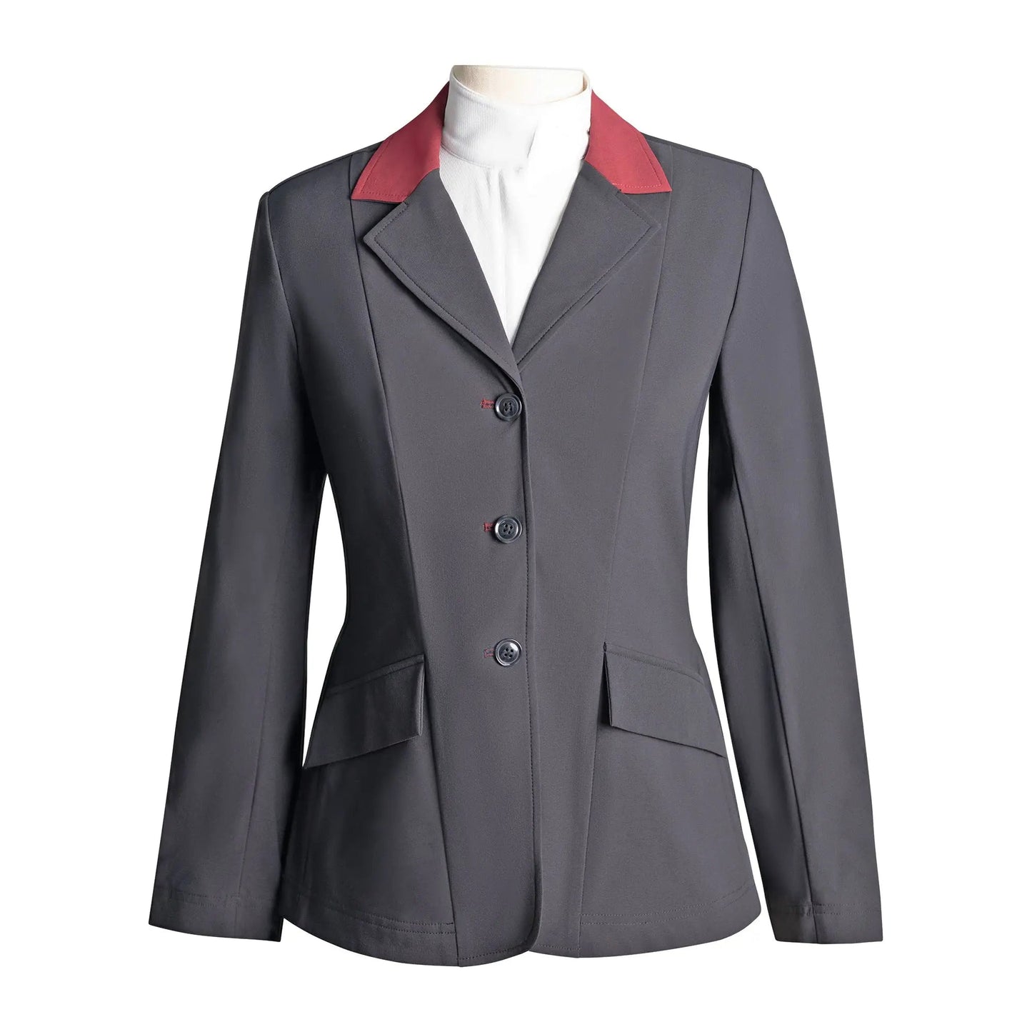 Grand Prix EQJ Ladies 3 Button, Black with Burgundy Collar