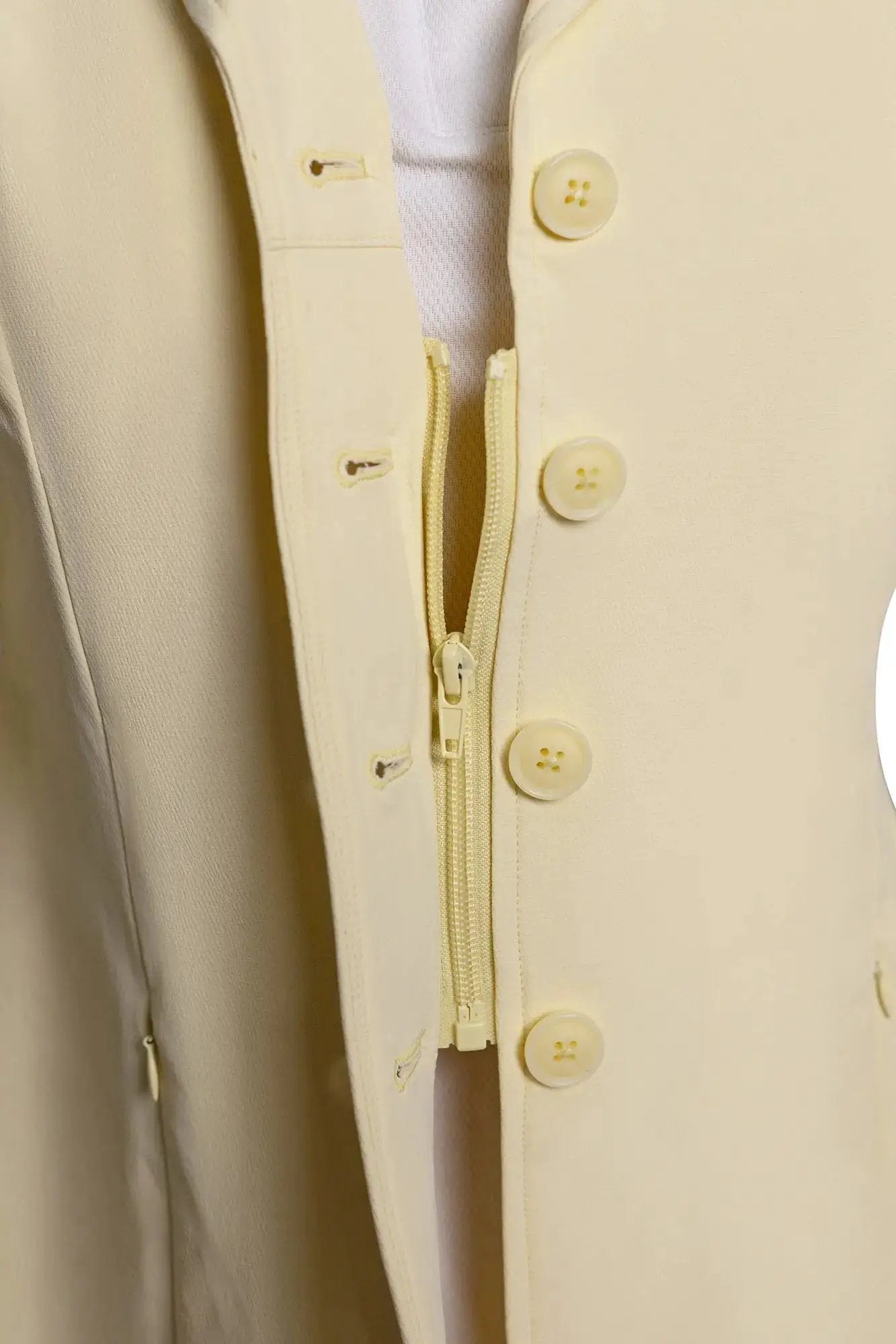 Grand Prix Quinn show jacket butter color with hidden zipper closure and four-button front on Tampa Home & Garden Store
