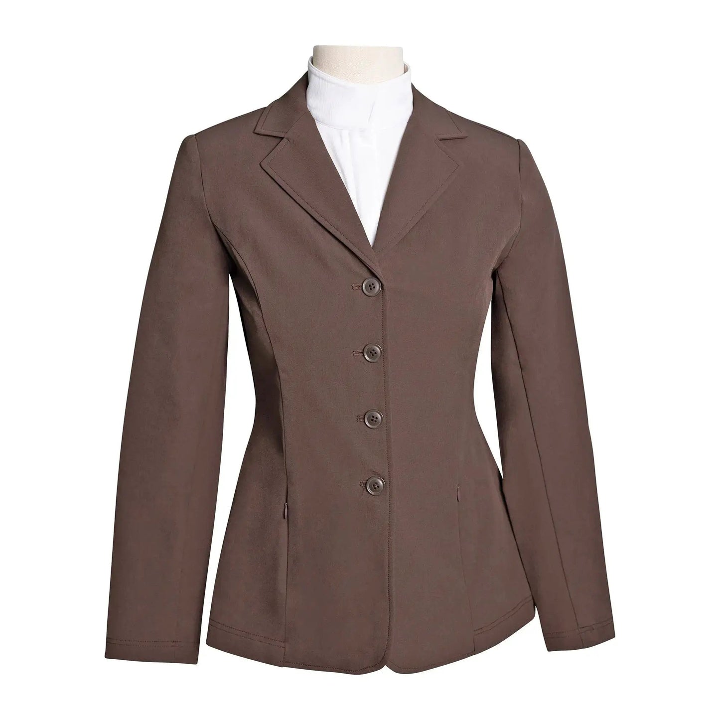 Grand Prix Quinn Show Jacket 4-button chocolate brown Huntley Equestrian riding apparel on Tampa Home & Garden Store
