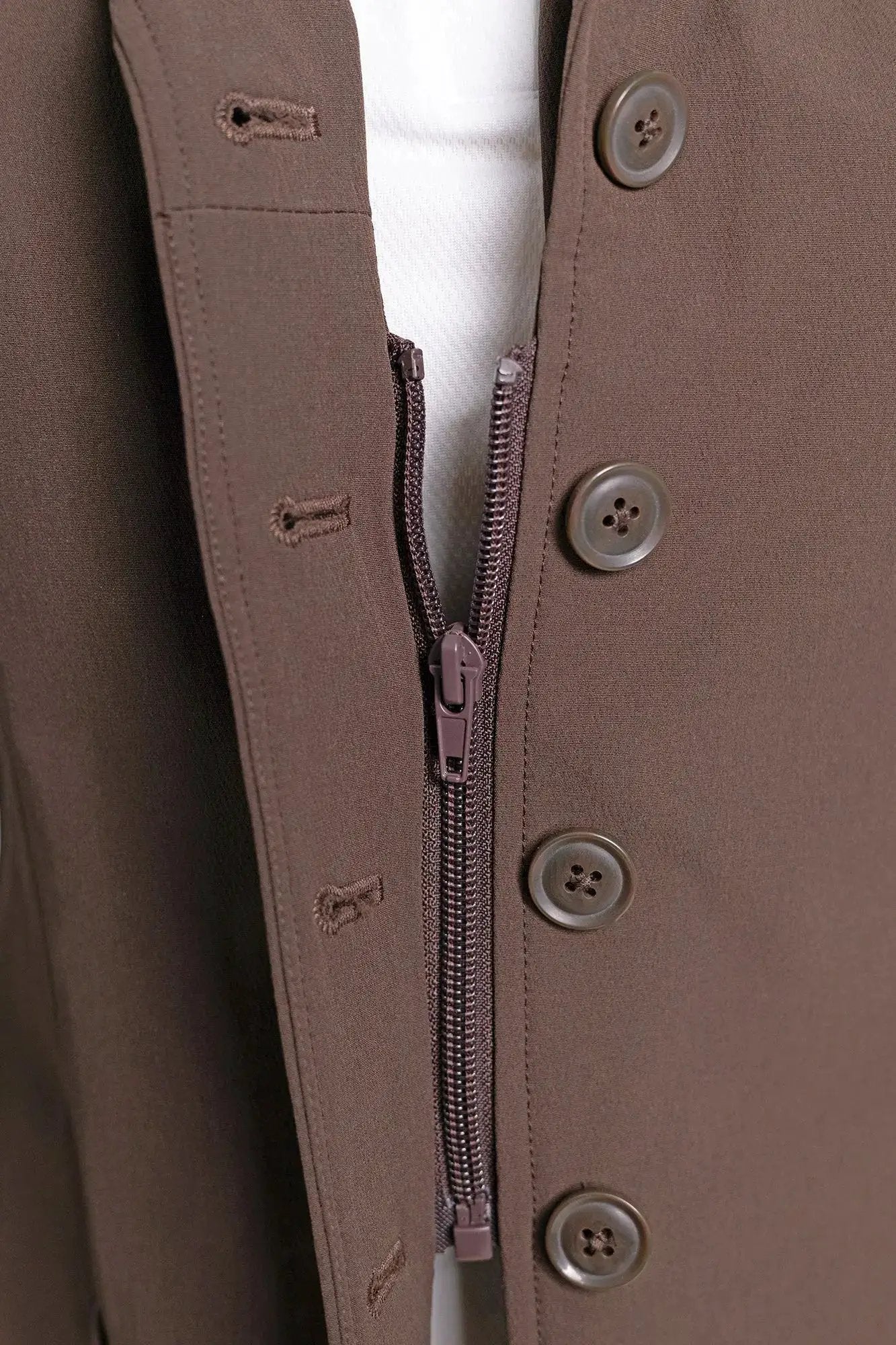 Grand Prix Quinn Show Jacket, chocolate brown, hidden zipper, 4 front buttons on Tampa Home & Garden Store