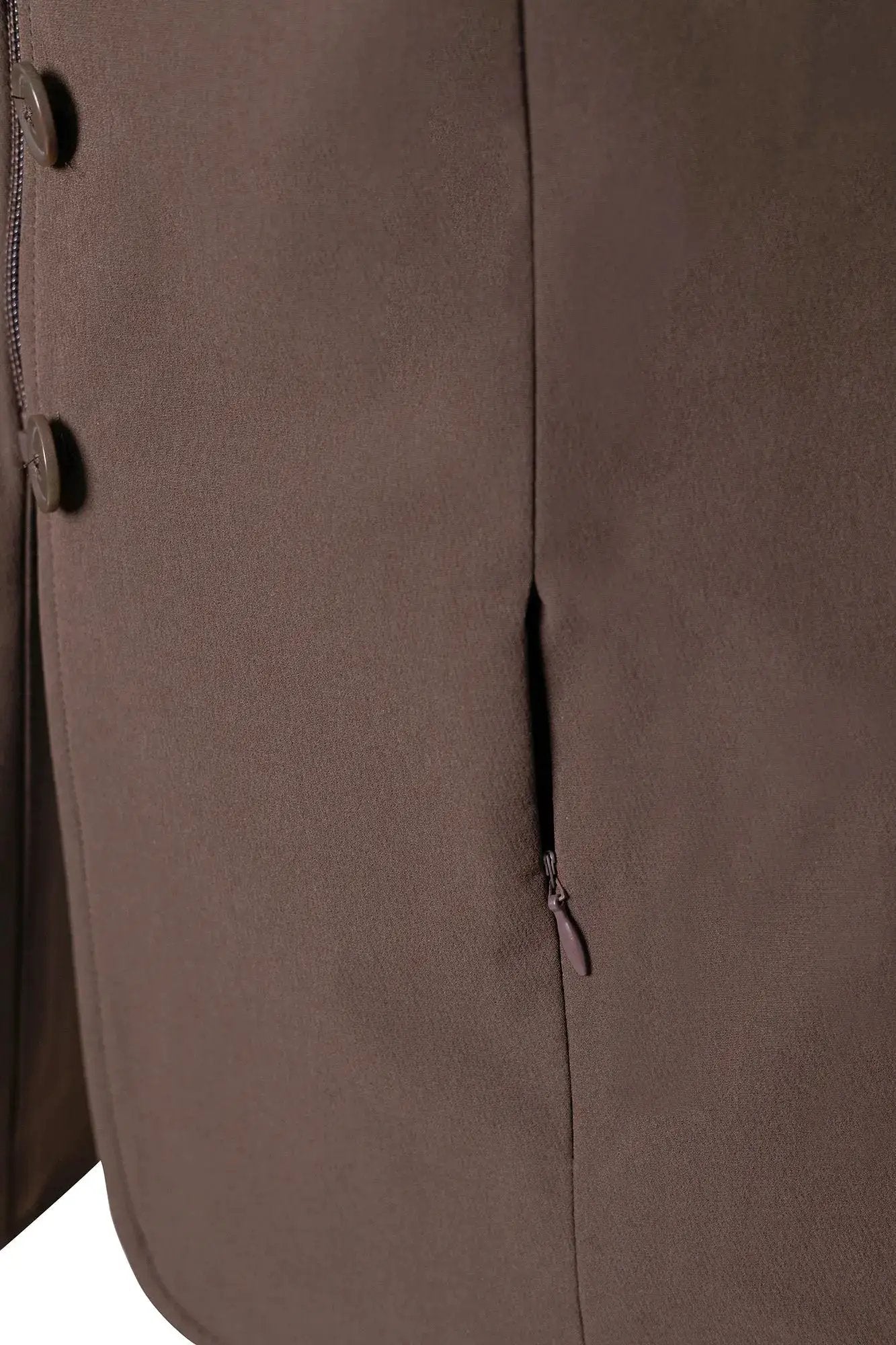 Grand Prix Quinn Show Jacket chocolate brown with 4-button front and hidden zipper closure on Tampa Home & Garden Store