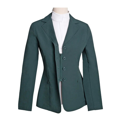 Grand Prix Quinn Show Jacket green, Huntley Equestrian, 4-button front with hidden zipper on Tampa Home & Garden Store