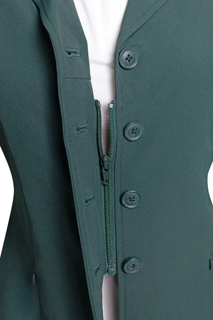 Grand Prix Quinn Show Jacket green front view with 4-button placket and hidden zipper on Tampa Home & Garden Store