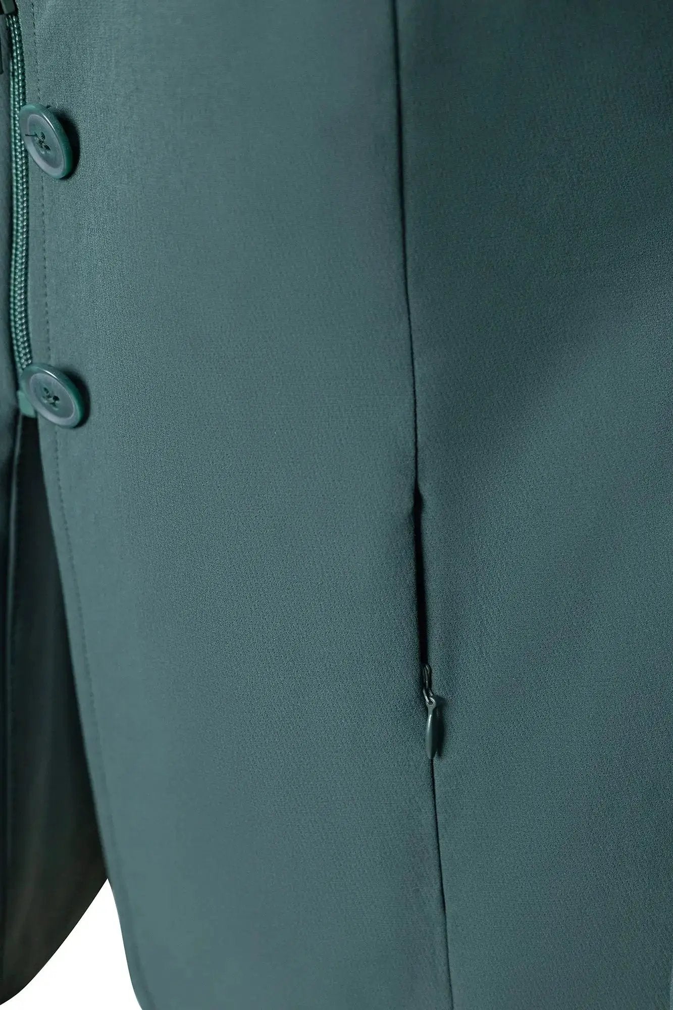 Grand Prix Quinn Show Jacket teal-green fabric with four front buttons and hidden zipper on Tampa Home & Garden Store