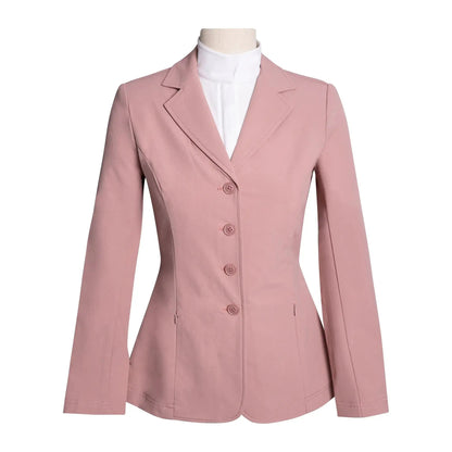 Grand Prix Quinn Show Jacket by Huntley Equestrian, rose pink, 4-button front closure on Tampa Home & Garden Store
