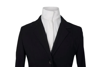 Grand Prix Saltare Dolce 3-Button riding jacket in black with white stock by Huntley Equestrian on Tampa Home & Garden Store